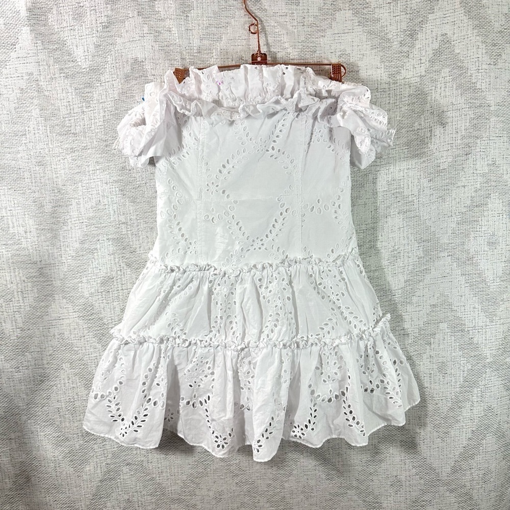 Zara Blogger Favorite white mini eyelet dress size L